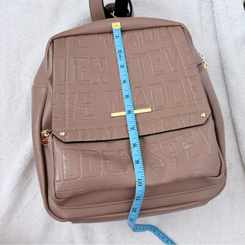 Steve Madden Faux Leather Mauve Backpack & Gold Accents Casual Women's Bag Sz M - Picture 15 of 15